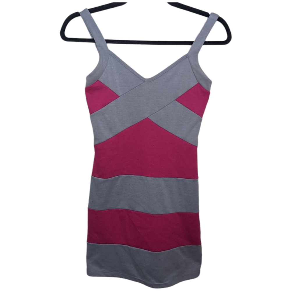 April USA Pink & Gray Striped Mini Dress, Size XS 💗💜